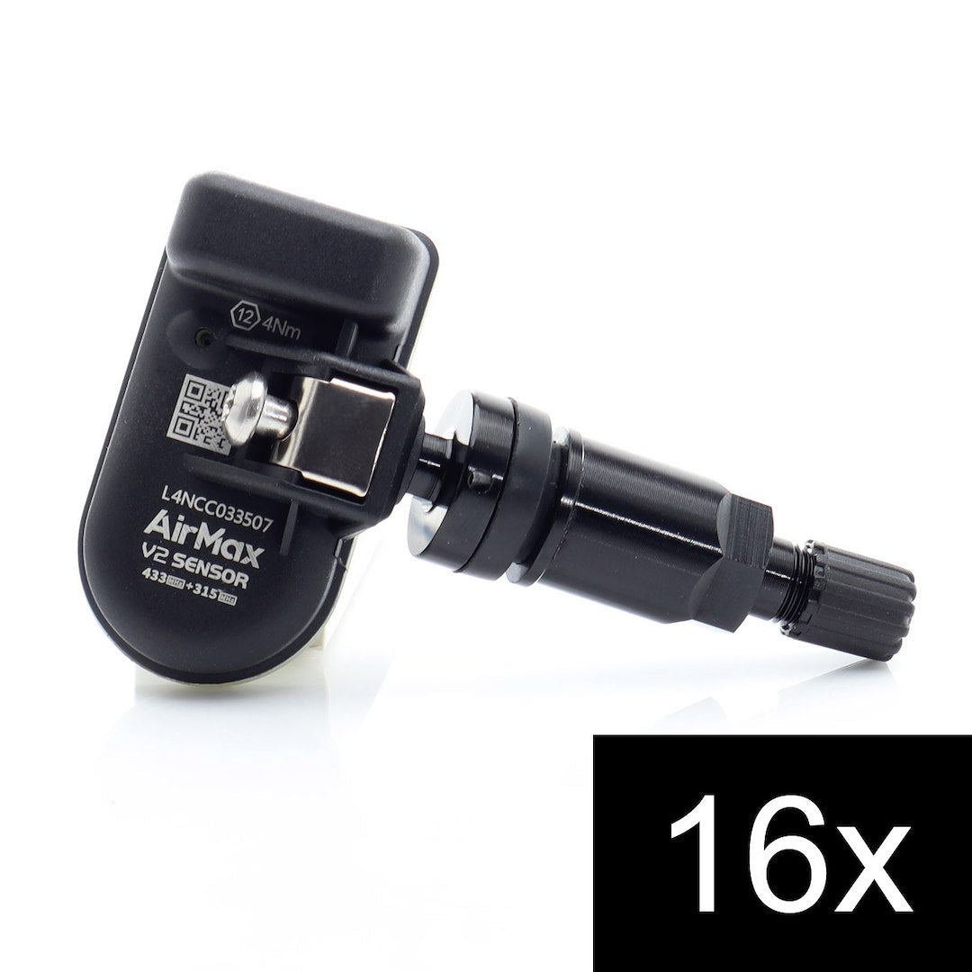 16er-Set AirMax TPMS V2 Sensor 315+433MHz Metall Schwarz